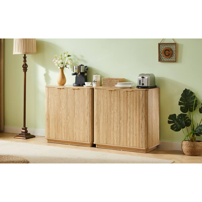Anmytek Kitchen Buffet Cabinet Sideboard with Storage Curved wave Design for Dining Room,Bedroom,Hallway