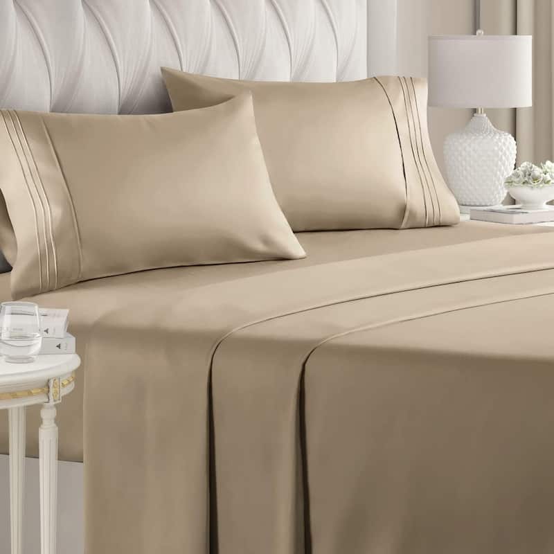 CGK Linens Brushed Microfiber Soft Wrinkle free 4 Piece Bed Sheet Set