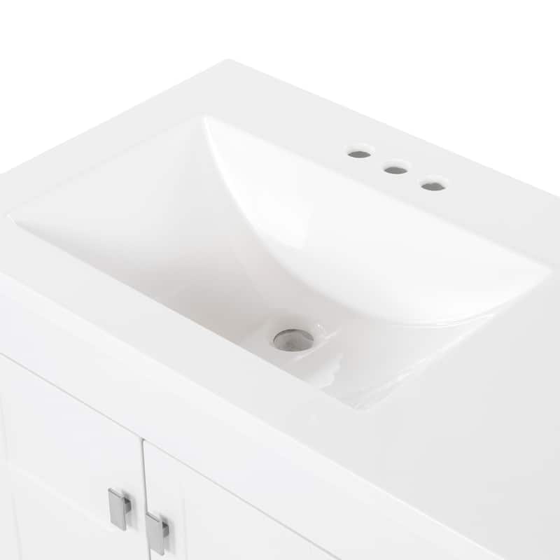 Spring Mill Cabinets Lonsdale 36.5" 2-Door Bathroom Vanity With 3 Drawers and White Sink Top