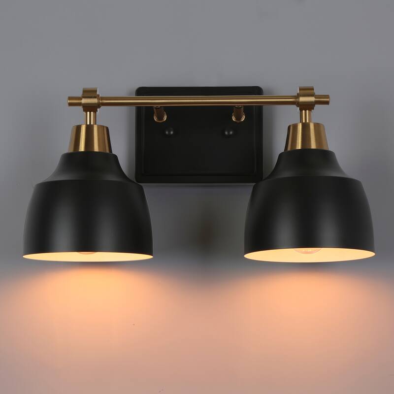 Malryn Modern Black Gold Bathroom Vanity Light Dome Wall Sconces