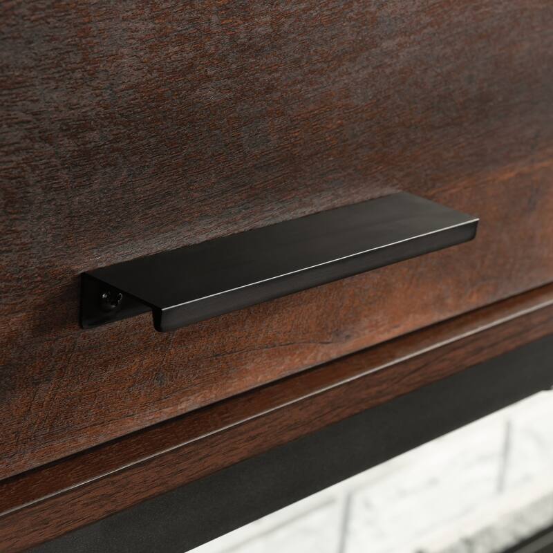 Wood Hutch with Concealed Compartments, Brown - 64.57" W x 11.65" D x 36.77" H