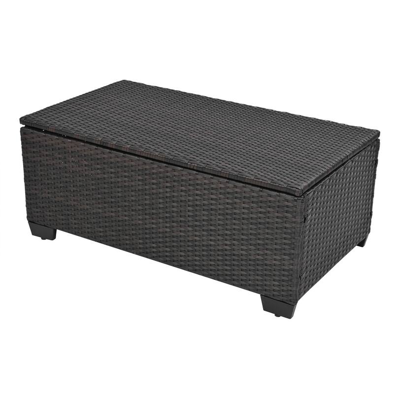 10-Piece Outdoor PE Rattan Cnversation Sectional Sofa Set with Storage Coffee Table and Waterproof Cushions