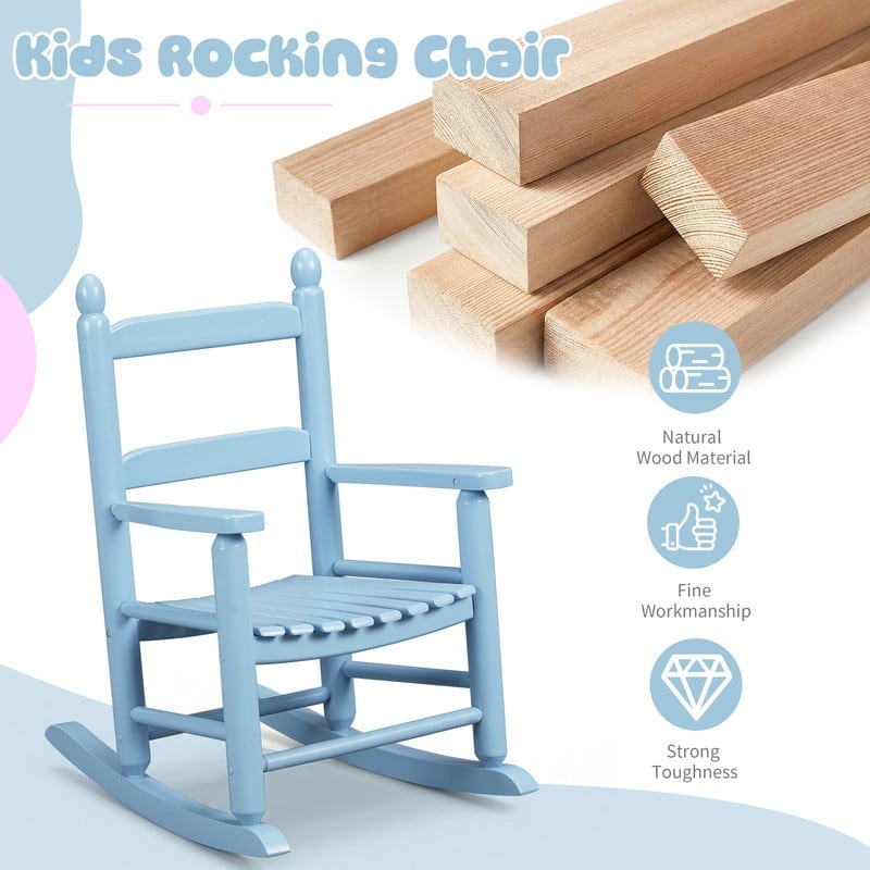 16 In. Kids Classic Solid Poplar Wood Rocking Chair, Egg-Shaped Seat For Ages 2–5 - 9' x 12'