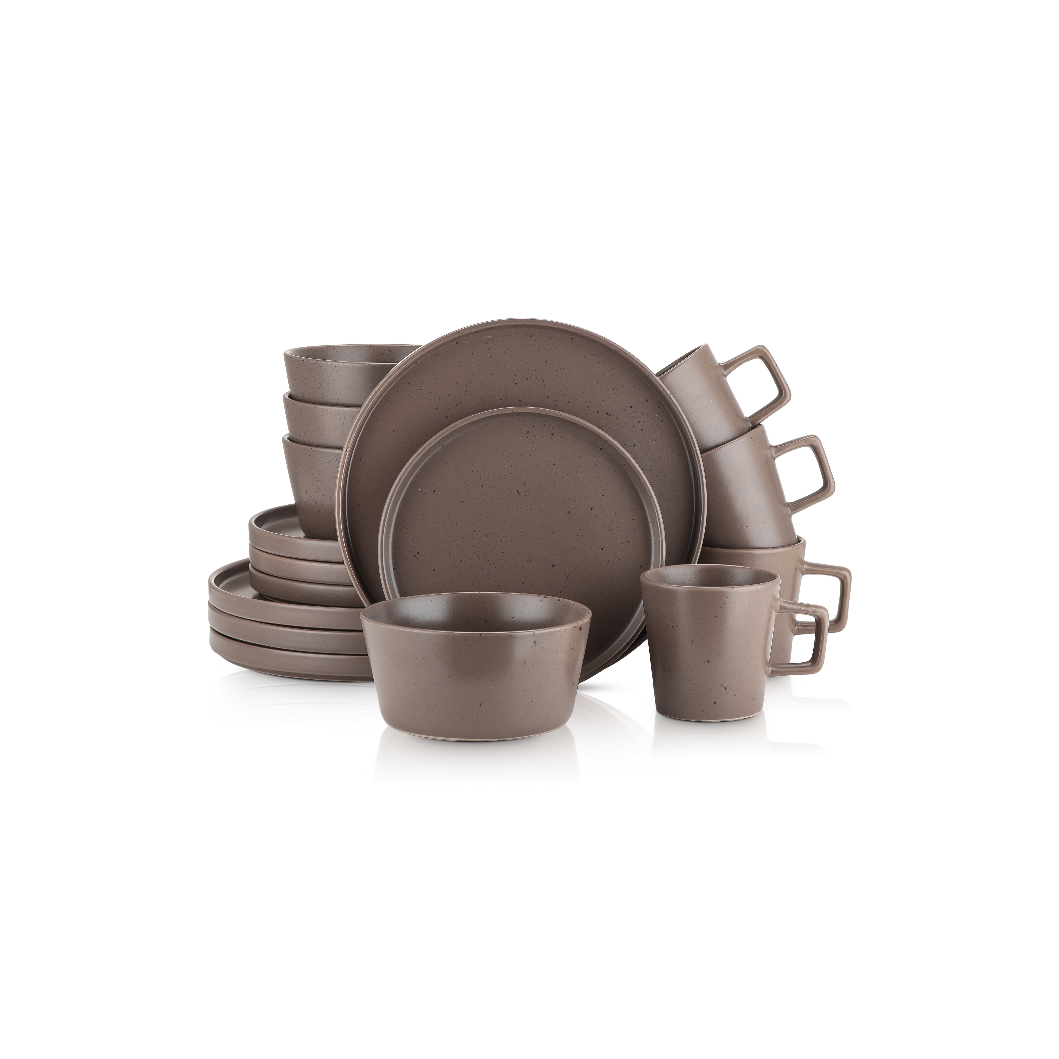 Service For 8 Details about   Stone Lain Coupe Dinnerware Set Matte Brown 