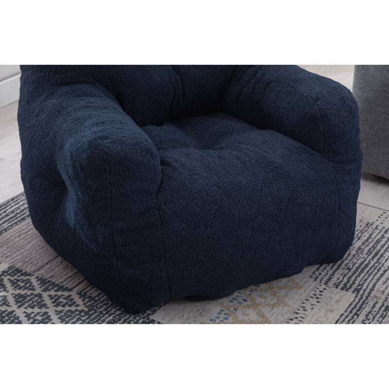 Anmytek Plush Comfy Tufted Teddy Fabric Foam Bean Bag Chair for Living Room Bedroom