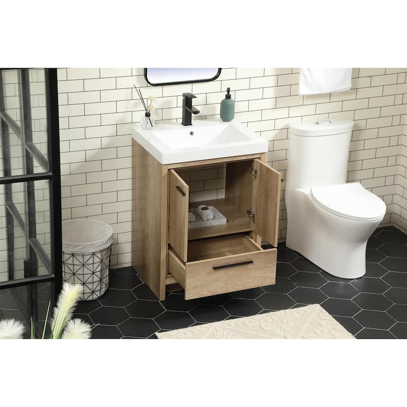 Line 24 - 30 Inch Single Bathroom Vanity - 24 Inches - Natural Oak