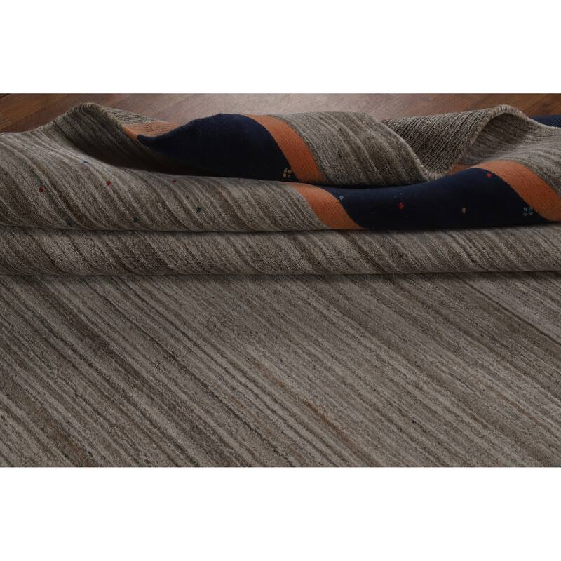 Hand Knotted Oriental 100% Wool Carpet Tribal Tribal Greys & Charcoal Gabbeh Area Rug - 10' 1'' X 8' 5''