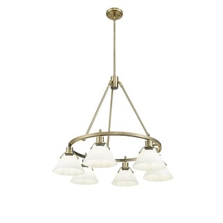 Orwell 6-Light Chandelier in Aged Brass with Opal Glass - Gold