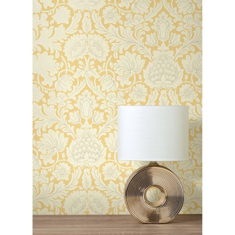 Brewster Bamburg Mustard Floral Wallpaper