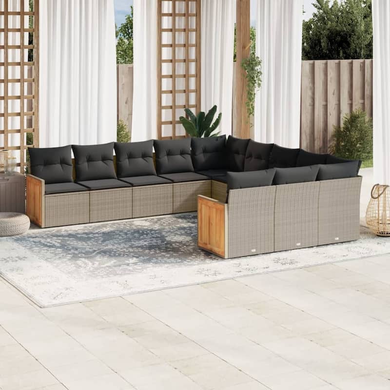 vidaXL Patio Sofa Set with Cushions Outdoor Conversation Furniture Poly Rattan