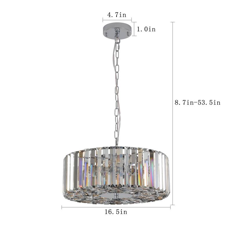 4-Light Hanging Chandelier Light Fixture, Crystal Chandelier with Adjustable Height Chain, Kitchen Island Ceiling Light Fixture