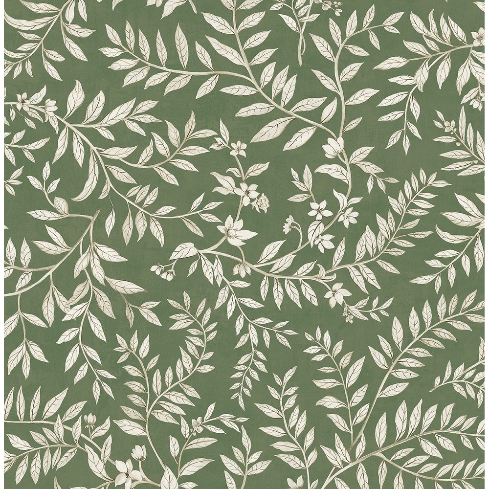 Daisy Bennett Designs Vining Leaf Trail Premium Matte Non-Woven Peel and Stick Wallpaper
