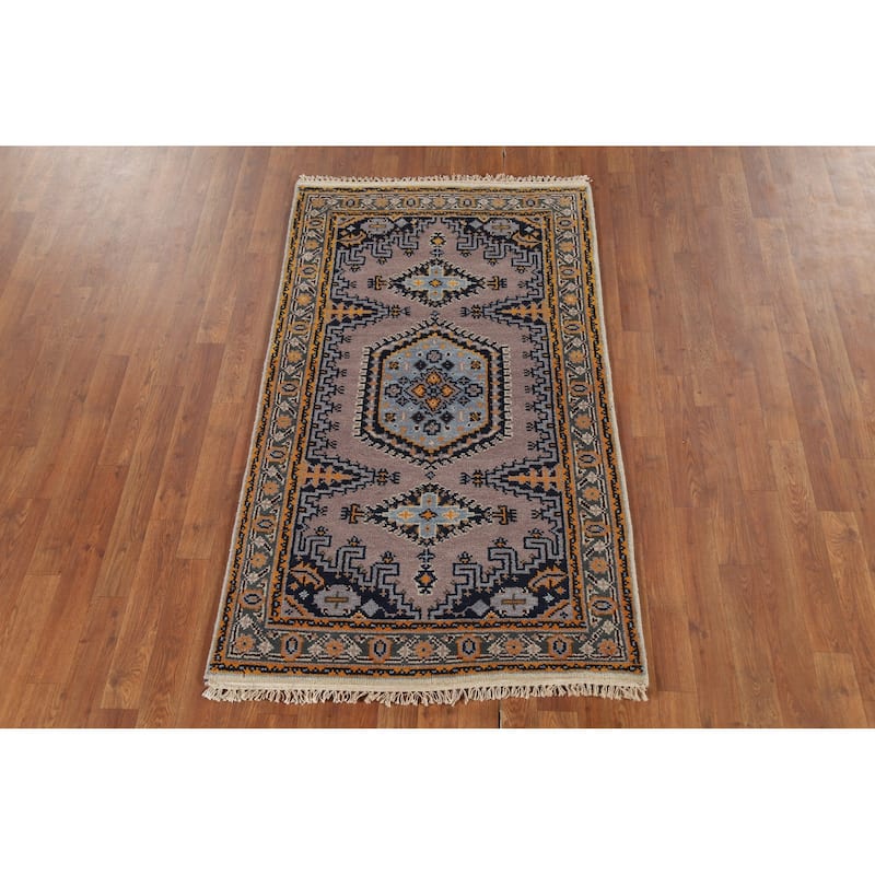 Geometric Viss Indian Accent Rug Handmade Foyer Wool Carpet - 3'0"x 5'3"