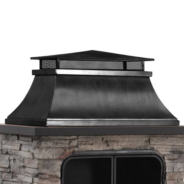 Shop Sunjoy Bel Aire Steel And Faux Stone Outdoor Fireplace With