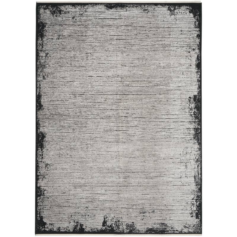Calvin Klein Balian Bordered Grey/Black Area Rug - 5' 3" x 7' 3" - Grey/Black - Rectangle