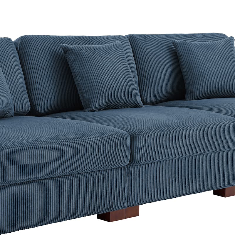 Corduroy Couch Modular Sectional Sofa with Pillows
