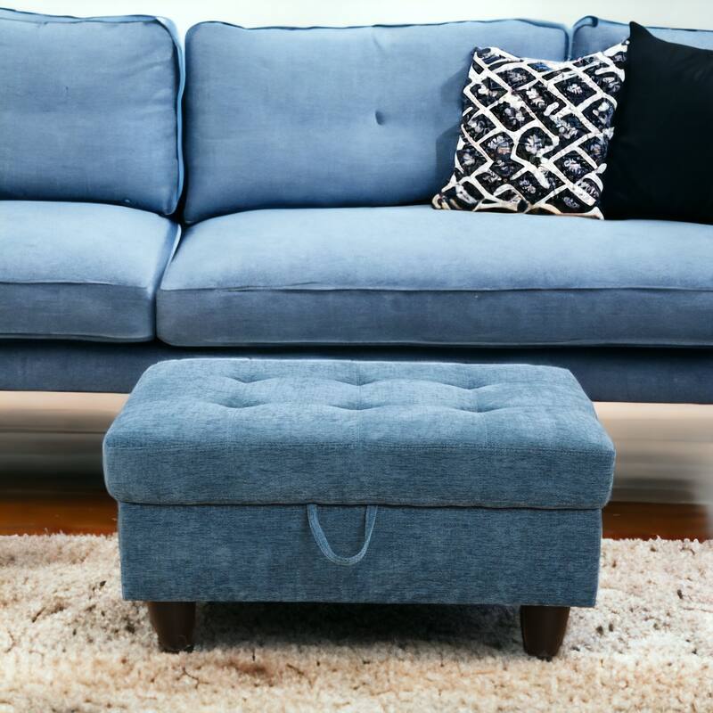 KISRAIS 34" Wide Upholstered Storage Ottoman