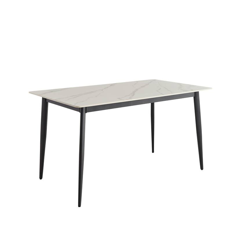 Rectangular Dining Table, Table Kitchen Table with Porcelain Table Top and Metal Legs, Dining Room Table for 4