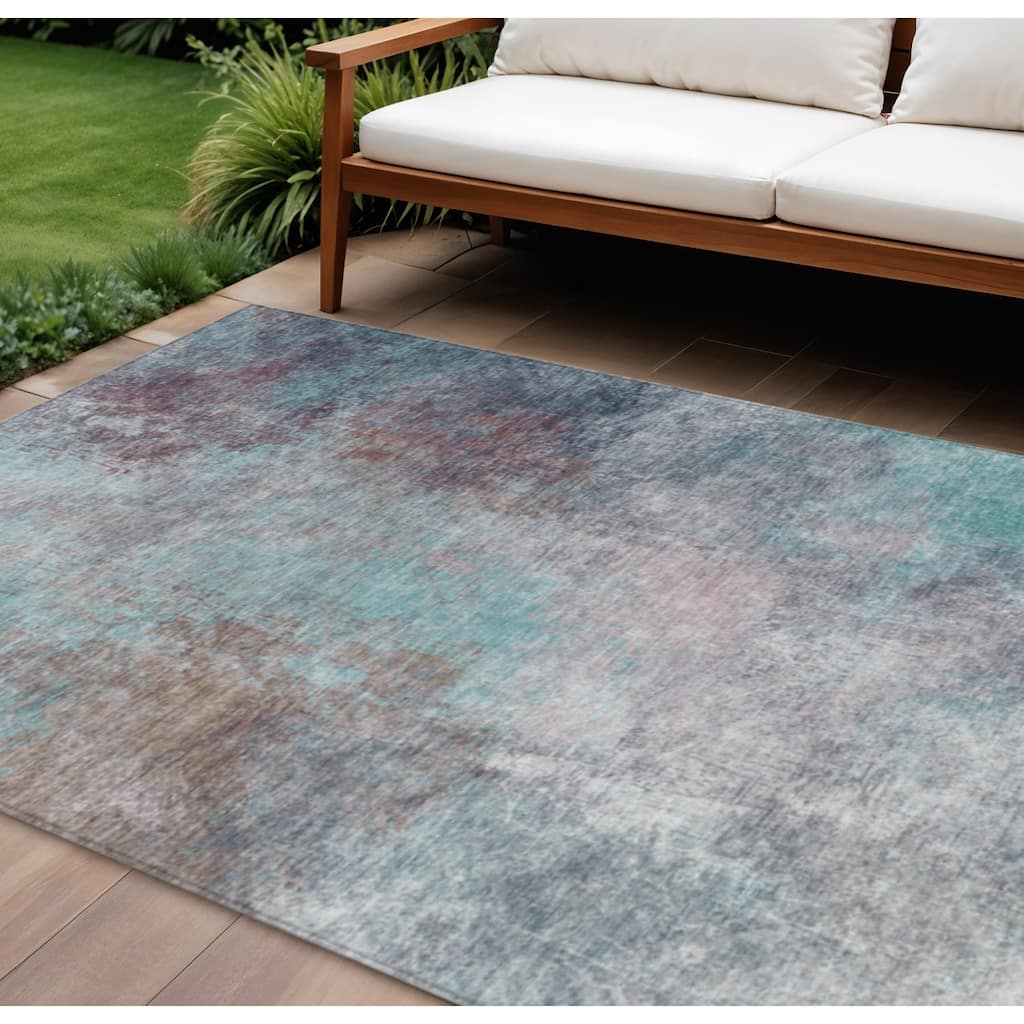 HomeRoots Abstract Transitional Rectangle Outdoor Rug