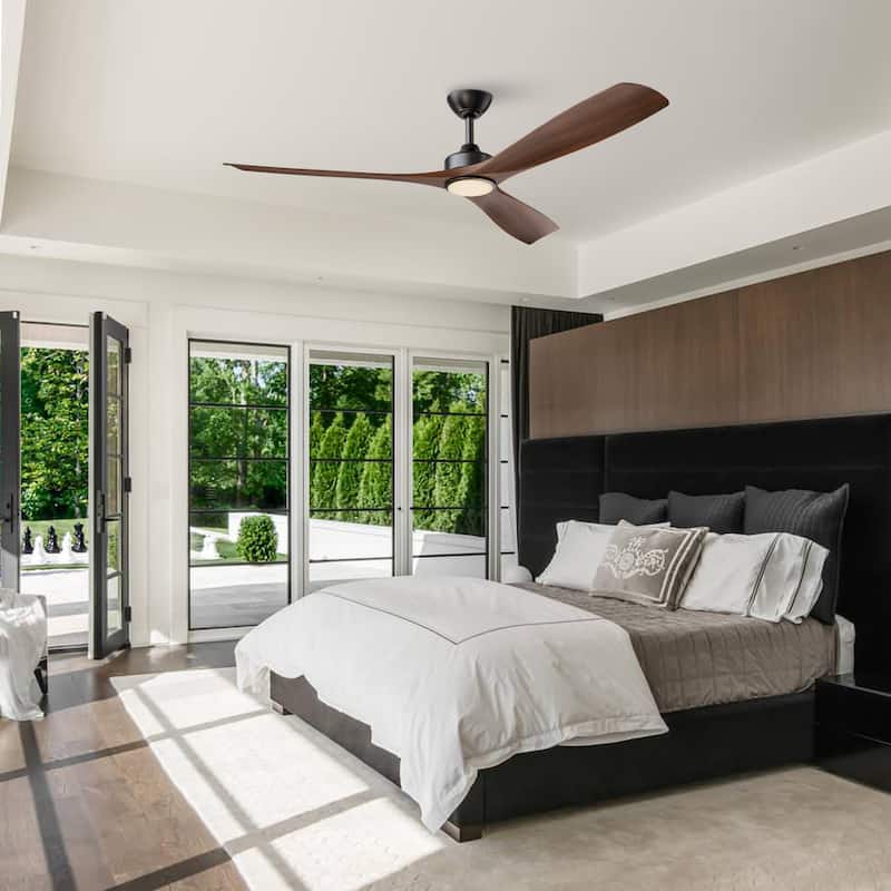 60-in Traditional Walnut 3-Blade Reversible Ceiling Fan with Light