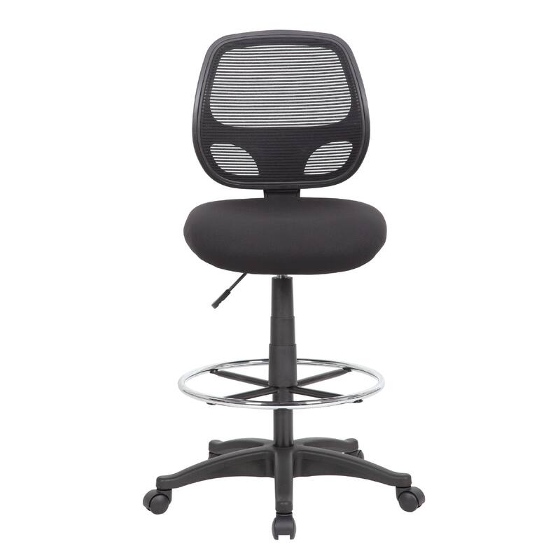 Lem Swivel Office Stool, Chrome Footring, Black Mesh Back, Rolling
