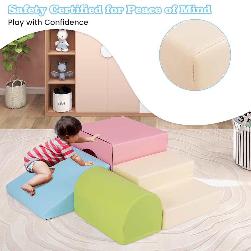 Gymax Kids Climb and Crawl Activity Playset Blocks w/ Waterproof PU - Multicolor