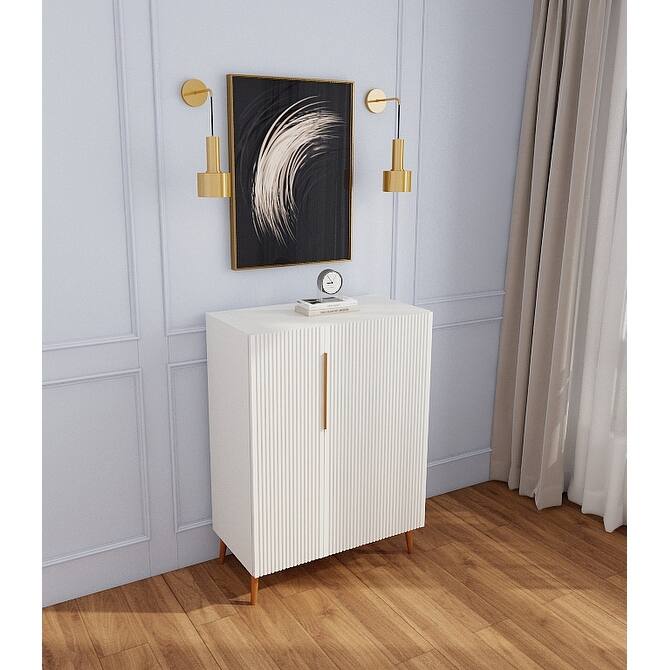 Modern Sideboard Cabinet with Gold Handles for Kitchen, Dining Room Furniture Organizer