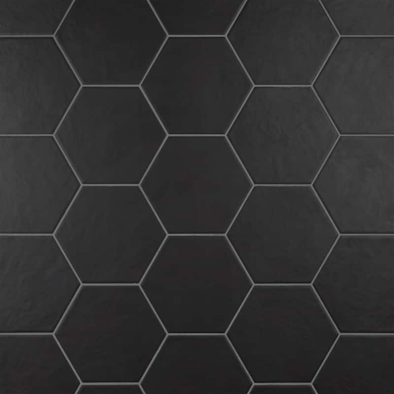 Merola Tile Hexatile Matte Nero 7" x 8" Porcelain Floor and Wall Tile