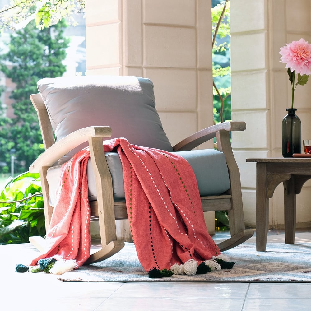 Cambridge Casual Leon Teak Outdoor Rocking Chair with Cushion