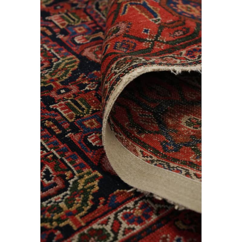Hand Knotted Oriental 100% Wool Carpet Traditional All-Over Navy Blue & Blues Senneh Area Rug - 6' 7'' X 4' 7''