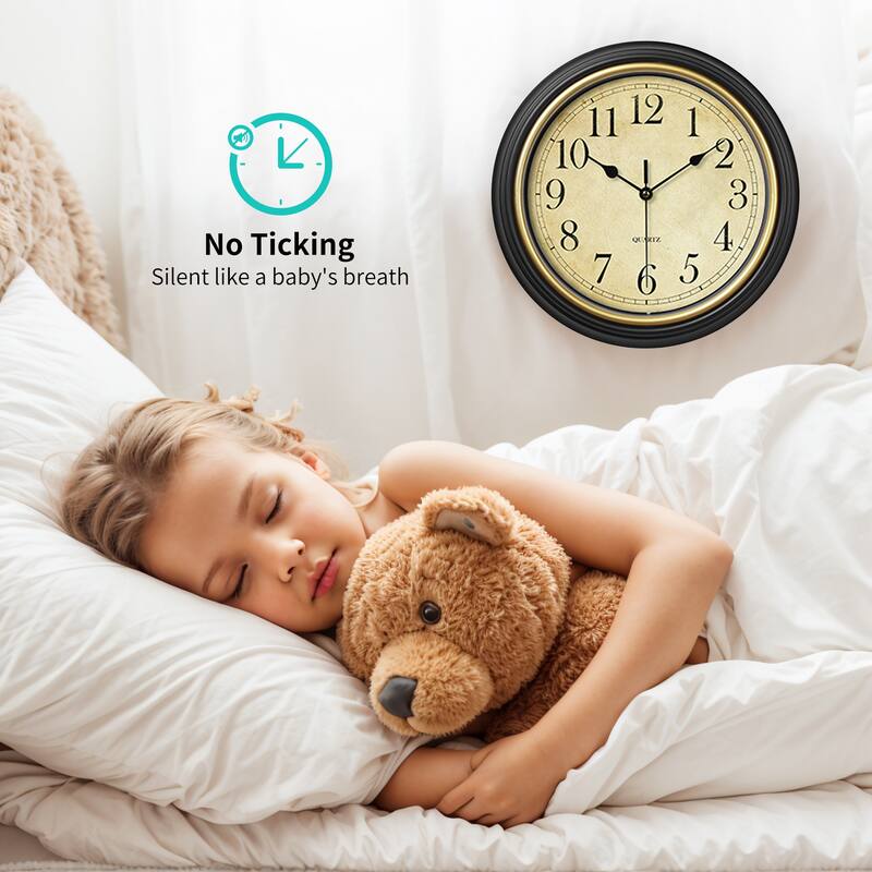 Wall Clocks, Battery Operated Silent Non-Ticking Wall Clock Rustic Style Decorative for Kitchen Living Room Home Office 12 Inch