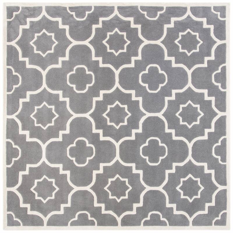 SAFAVIEH Handmade Chatham Franziska Modern Wool Rug - 7' Square - Dark Grey/Ivory