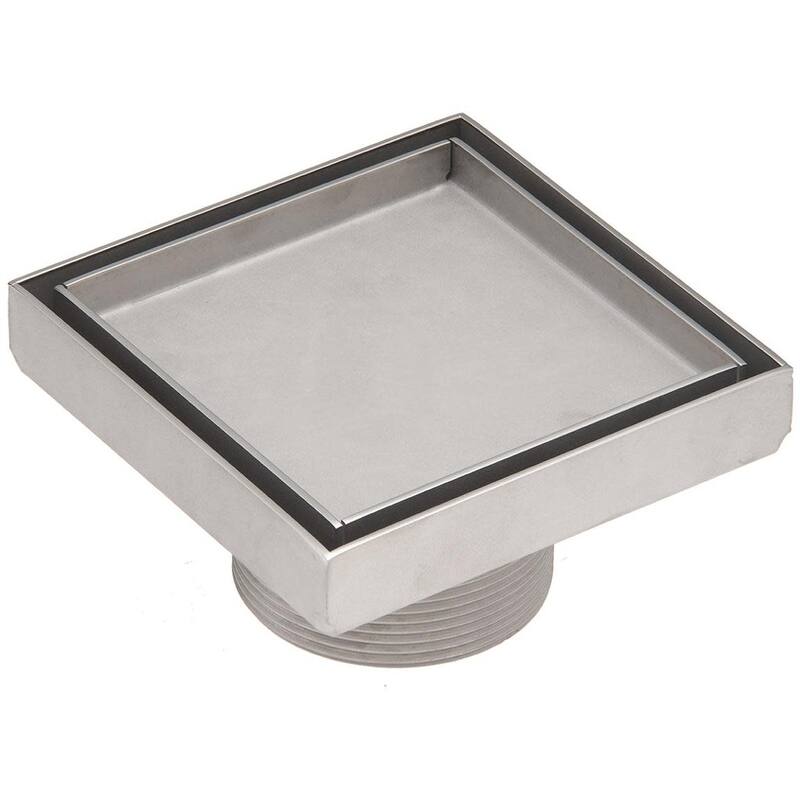 Infinity Drain T 4 Premium Center Drain 4” x 4” Stainless Steel Tile - Polished Stainless