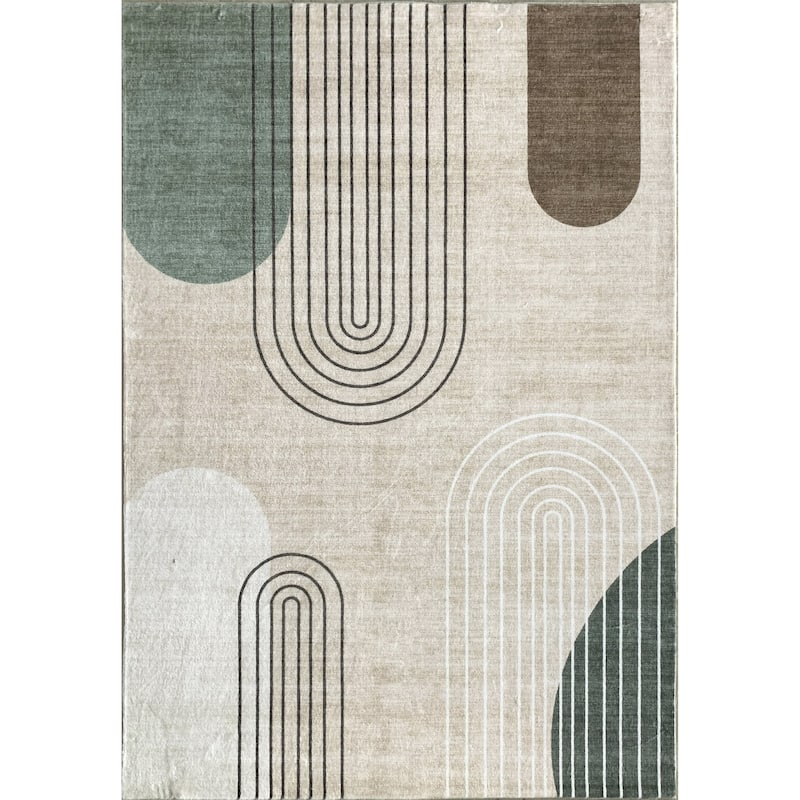 HomeRoots Abstract Modern Rectangle Area Rug