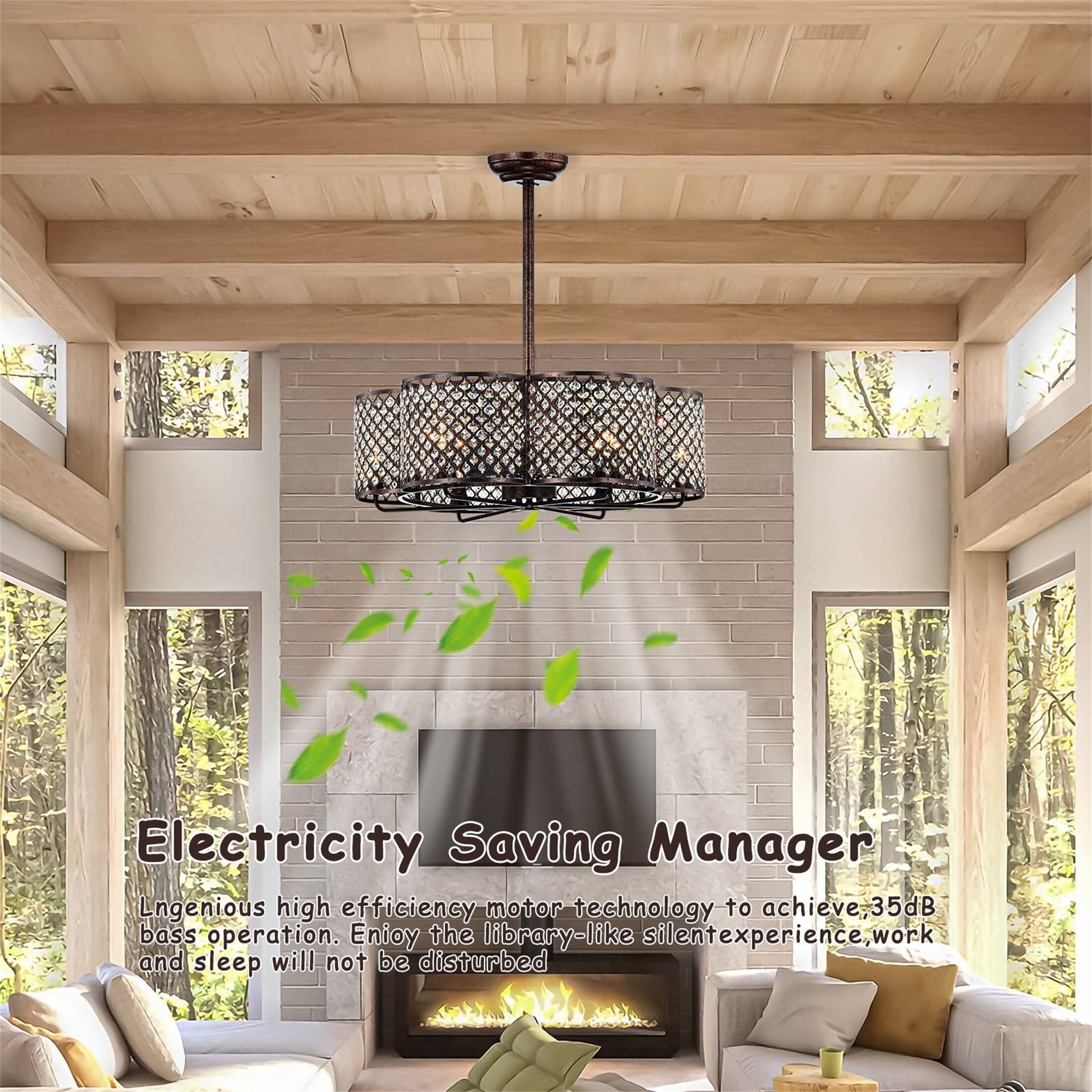 Rustic Crystal Flower Lighted Ceiling Fan - Bed Bath