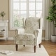 preview thumbnail 3 of 85, Traditional Floral Patterned Wingback Armchair with Nailhead Trim
