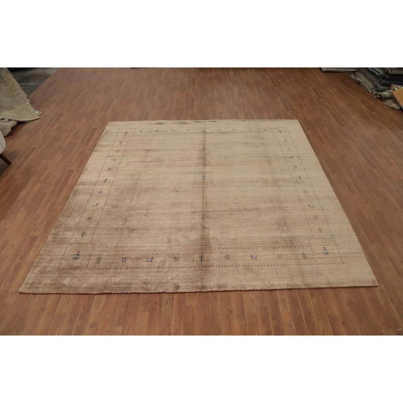Hand Knotted Oriental 100% Wool Carpet Tribal Animal Pictorial Brown Gabbeh Area Rug - 8' 11'' X 8' 11''