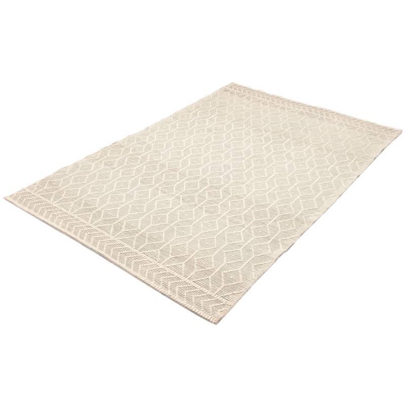 ECARPETGALLERY Braid weave Sienna Cream Wool Rug - 6'0 x 9'3