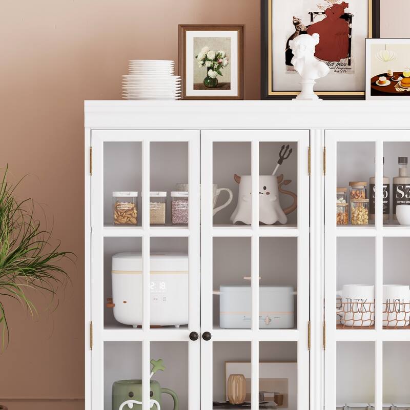 White Storage and Display Cabinet: Glass - door Showcase, Ample Storage & Thoughtful Details