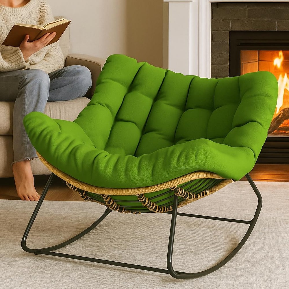 Oversized Outdoor Rocking Papasan Chair with Cushion