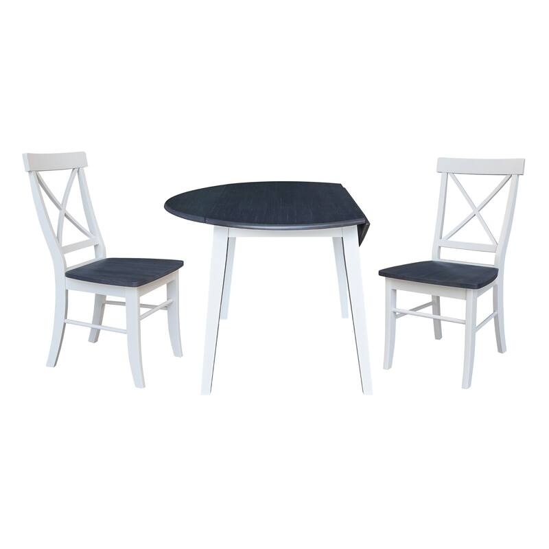42" Solid Wood Round Dual Drop Leaf Table with Dining Chairs