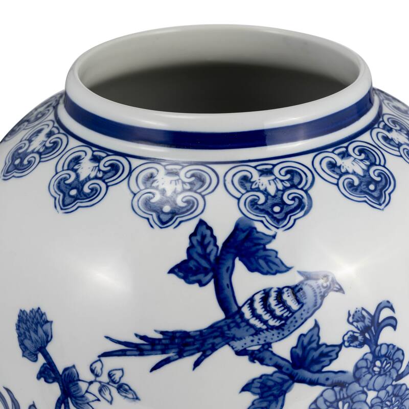 Sagebrook Home Ceramic Chinoiserie Ginger Jar with Lid