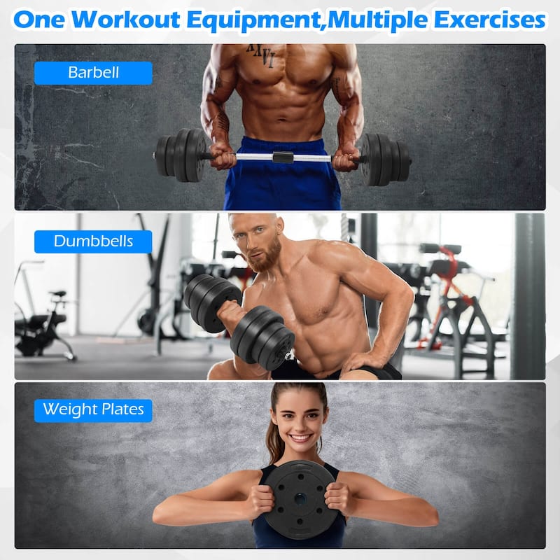 Costway 66 LB Dumbbell Weight Set Fitness 16 Adjustable Plates Workout