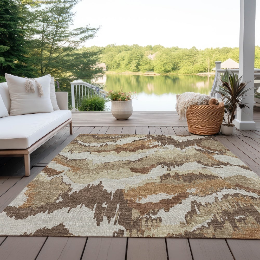 Machine Washable Indoor/ Outdoor Chantille Ombre Abstract Rug