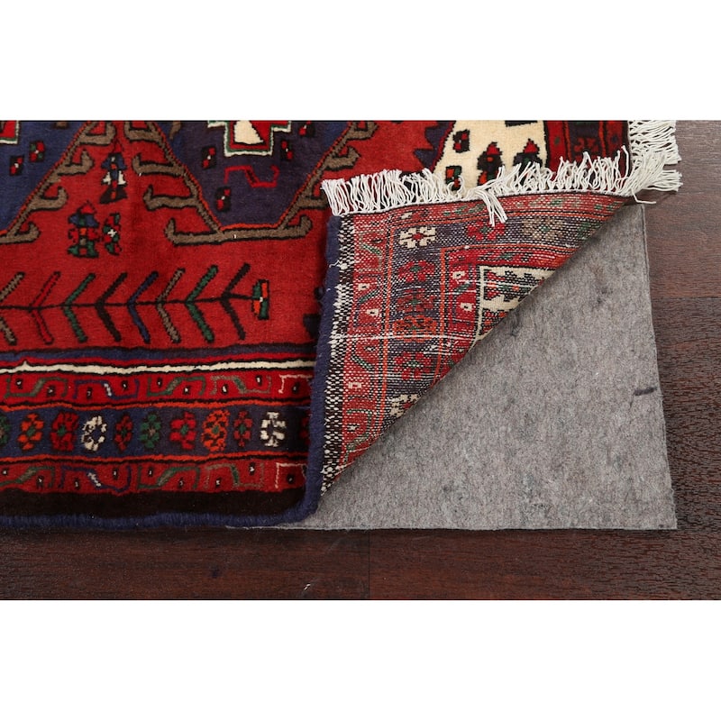 Geometric Persian Hamedan Area Rug Handmade Traditional Wool Carpet - 3'4" x 5'1"