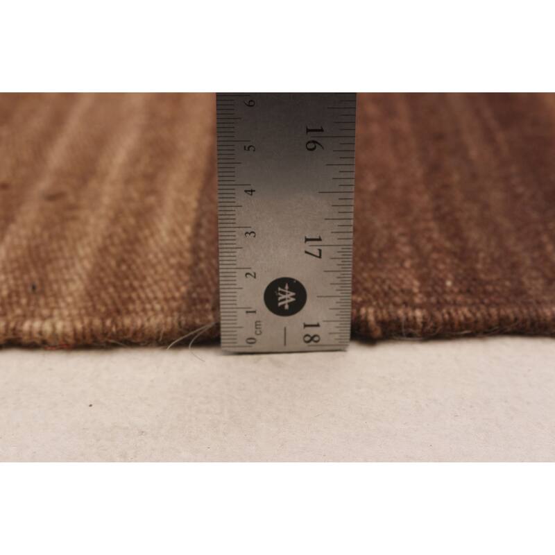 ECARPETGALLERY Flat-Weave Boho Brown Wool Kilim - 9'0 x 11'11