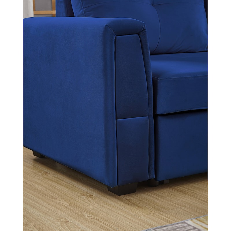 91" Wide Velvet Reversible Sofabed Sectional Sofa & Chaise - 91" Wide