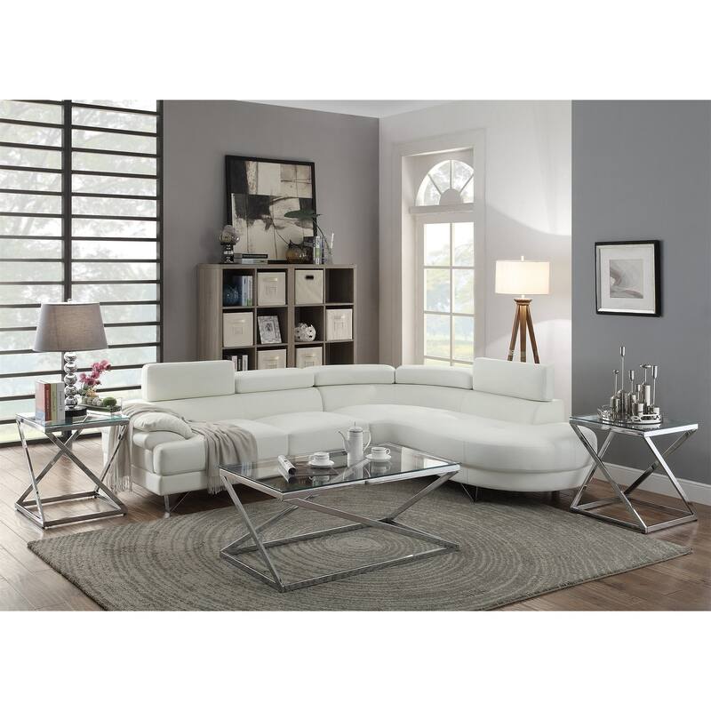 Faux Leather 2 Piece Sectional Sofa - White
