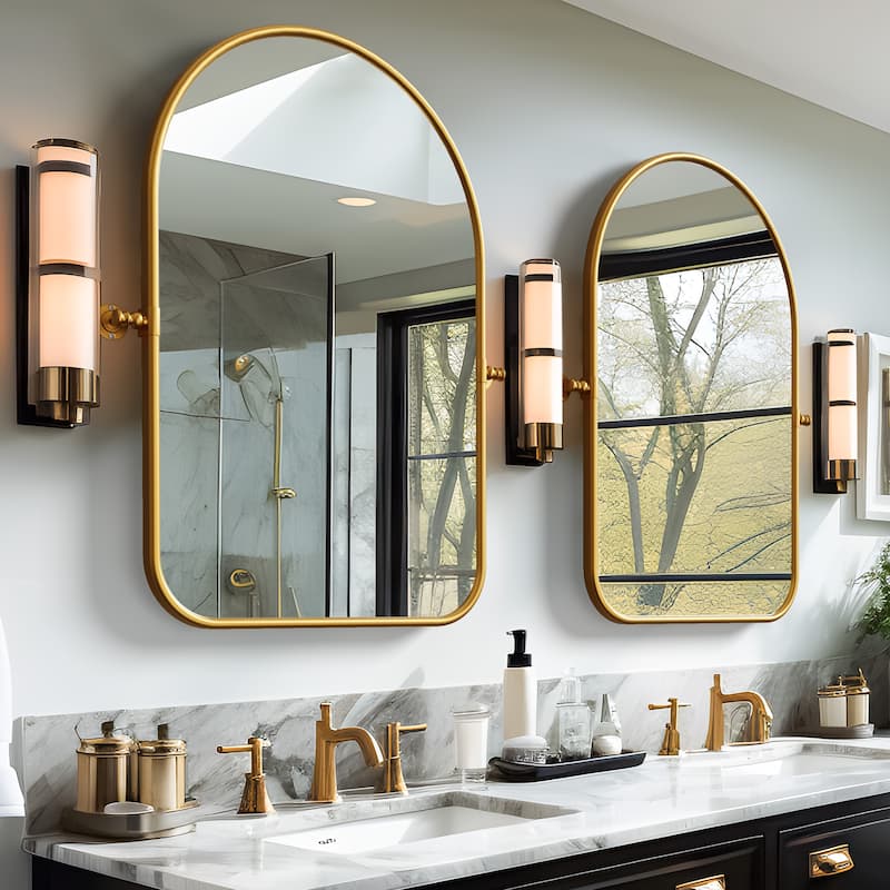 Iron Frame Arched Wall Mirror Vanity Mirror - 36*24