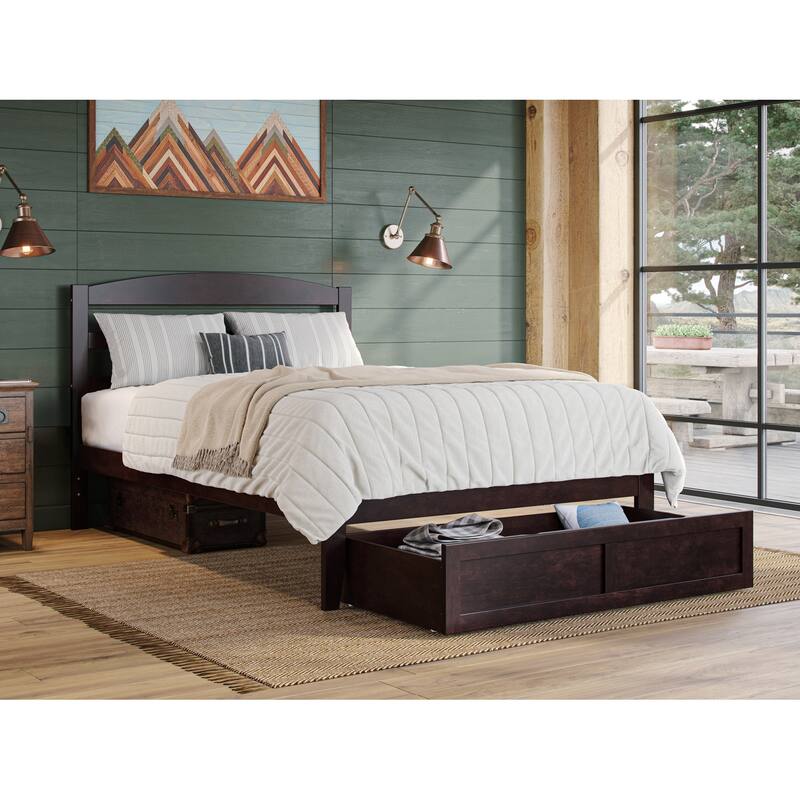 AFI Warren Platform Bed with Foot Drawer and Charging Station - Espresso - Full